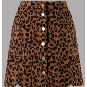 Leopard Denim Skirt (Button down front)